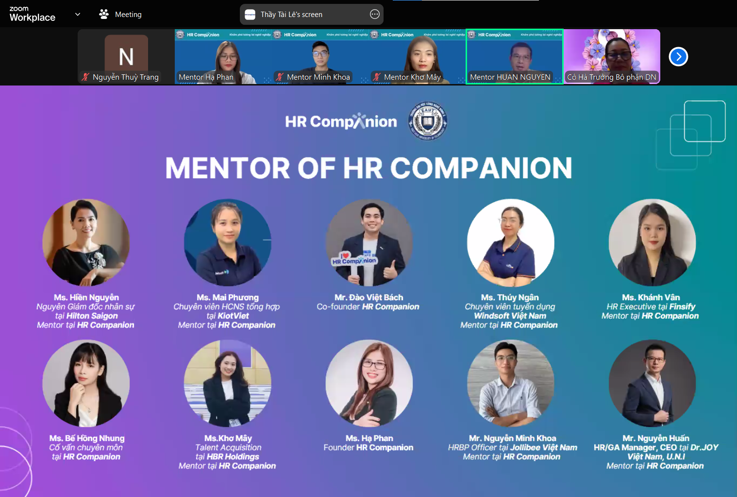 Các anh chị Mentor đến từ Công ty Cổ phần Doanh nghiệp Xã hội HR Companion 