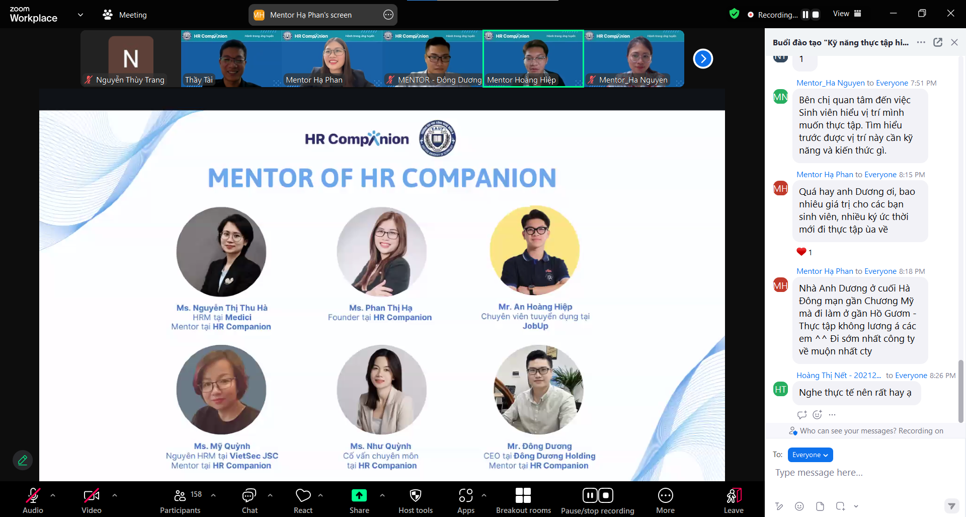 Các anh chị Mentor đến từ Công ty Cổ phần Doanh nghiệp Xã hội HR Companion